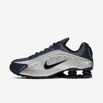 Nike Shox R4 - Férfi Utcai Cipő - Sötétkék/Metal Titán/Fekete